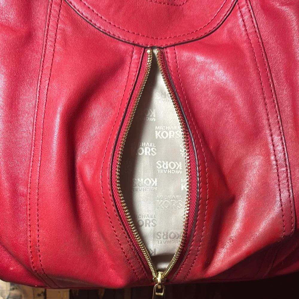 MICHAEL Michael Kors Red Leather Hobo Shoulder Bag